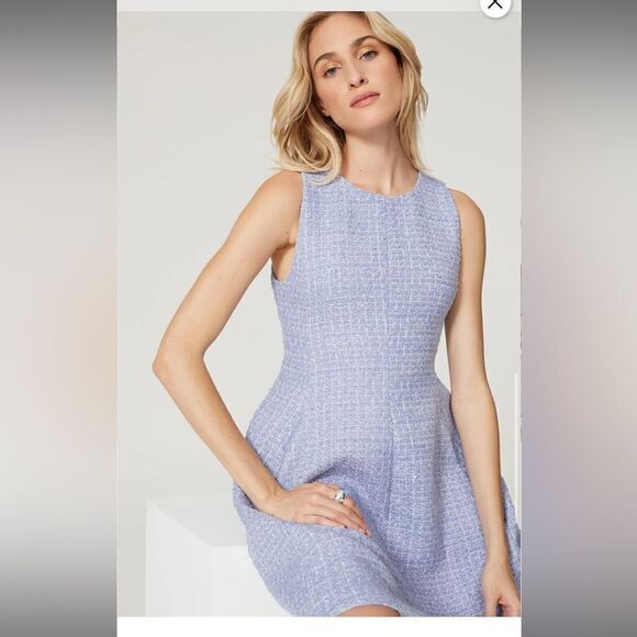 Emporio Armani Sleeveless Tweed Dress blue lined 38 US size 2 a line - Picture 4 of 12